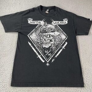 Vintage Y2K Metal Mulisha T Shirt Men's Medium Graphic Print Dagger Skull Black